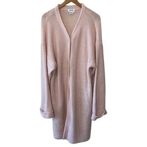 VTG Blushe By Spiegel Light Pink Mohair Blend Chunky Long Cozy Cardigan Small